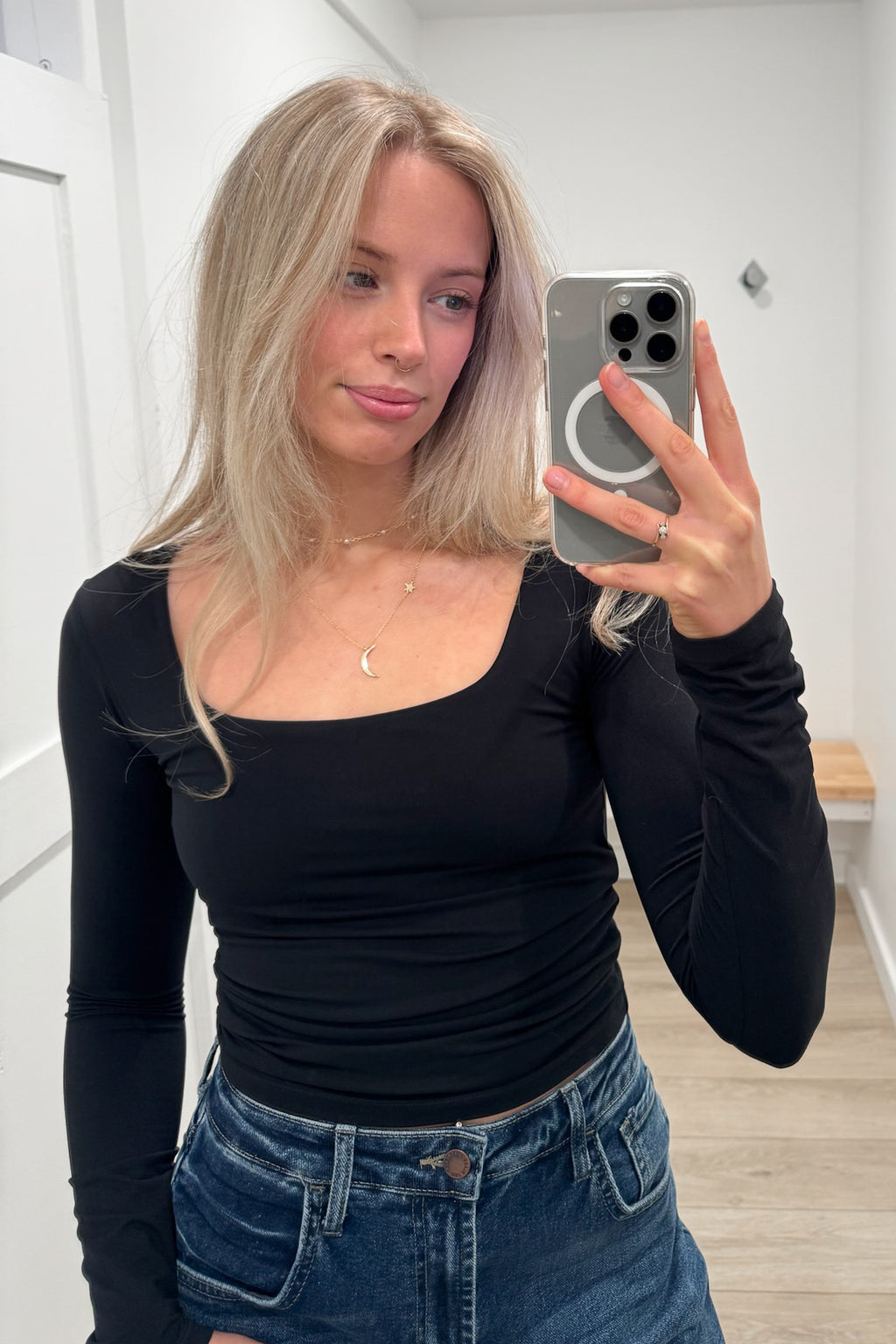 SOFT KNIT SQUARE NECK LONG SLEEVE