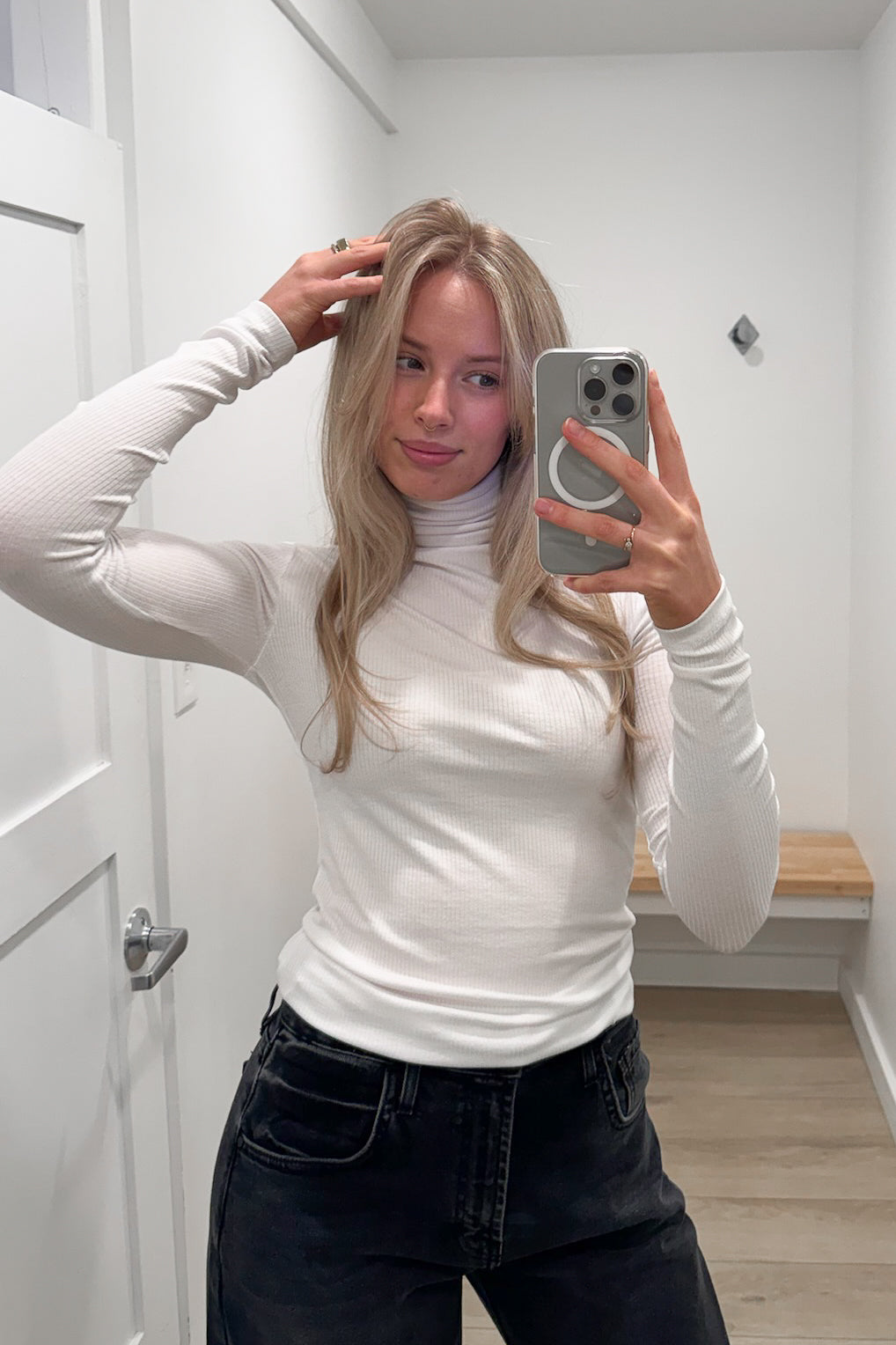 TURTLE NECK RIBBED LONG SLEEVE