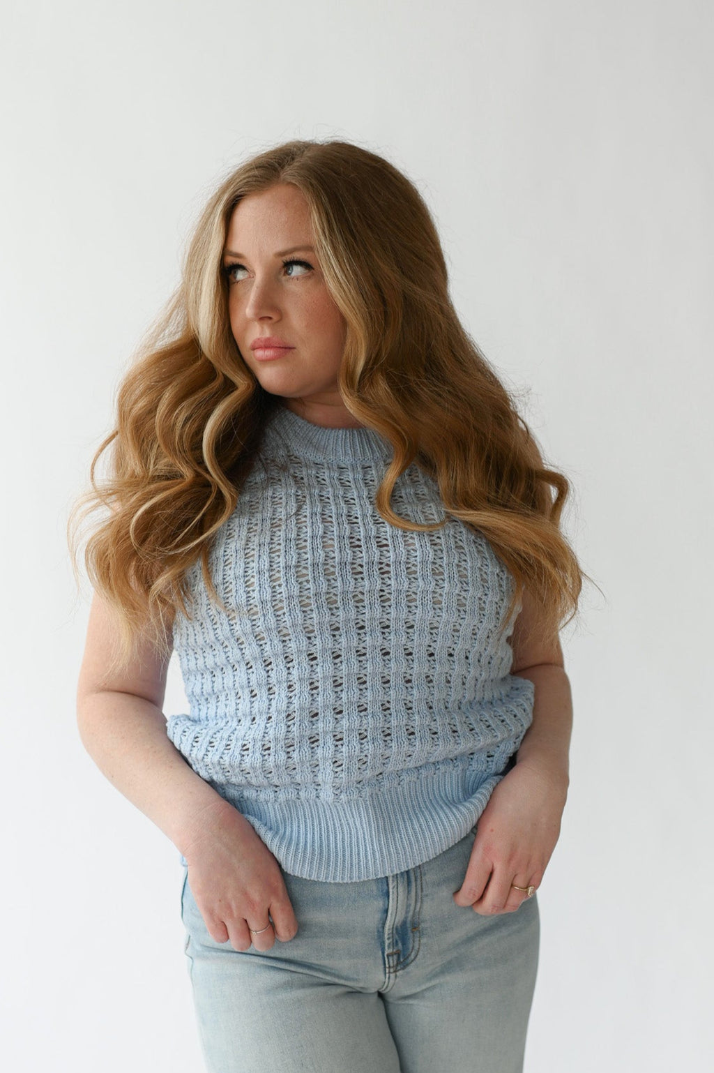 BLUE PASTEL EYELET VEST