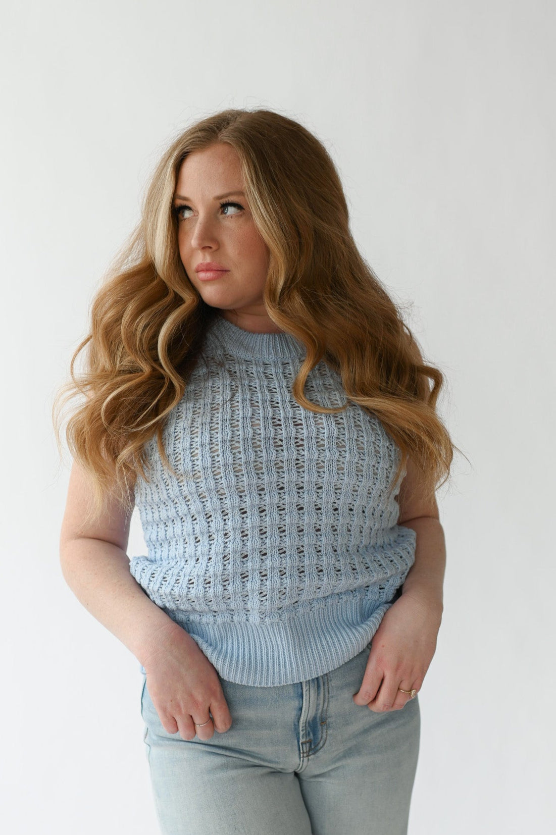 BLUE PASTEL EYELET VEST