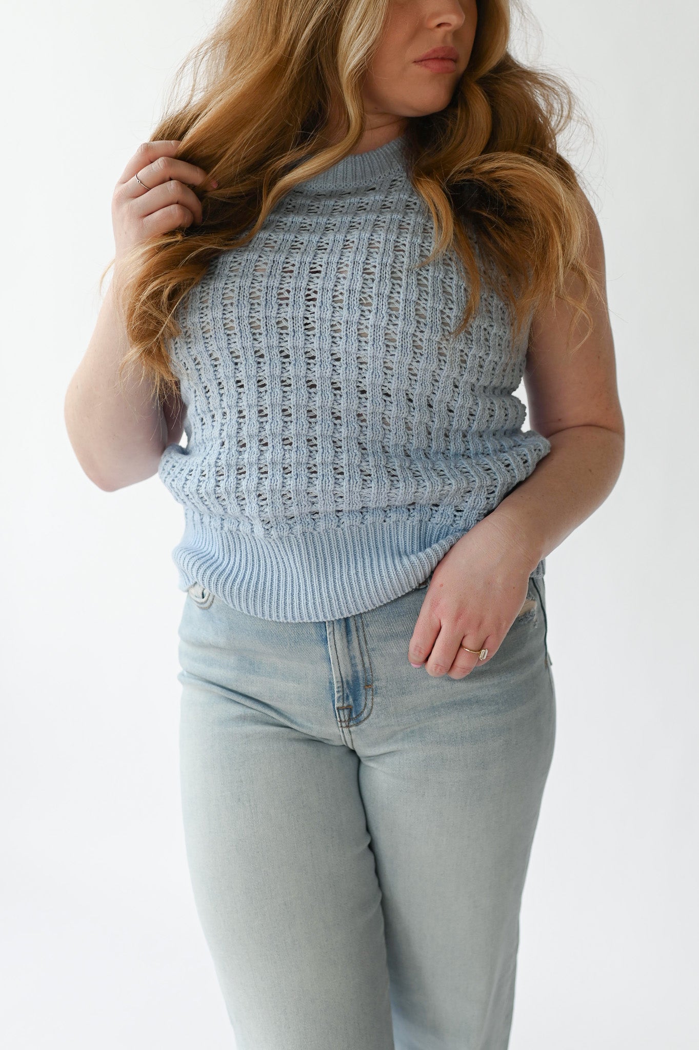 BLUE PASTEL EYELET VEST