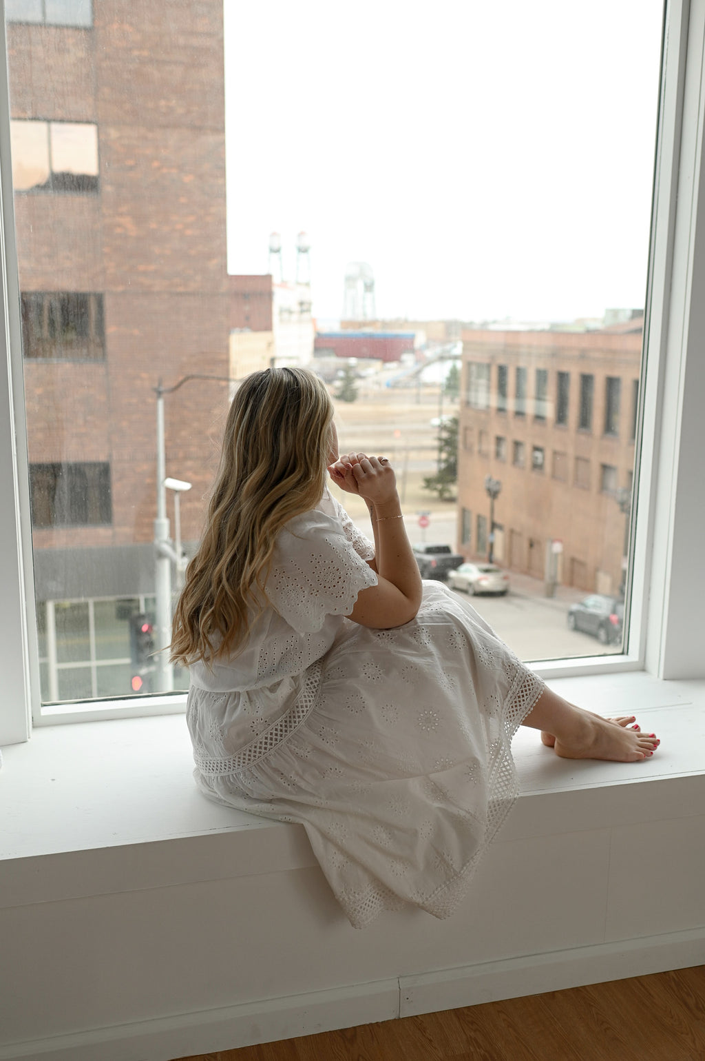 EYELET EMBROIDERED MIDI SKIRT