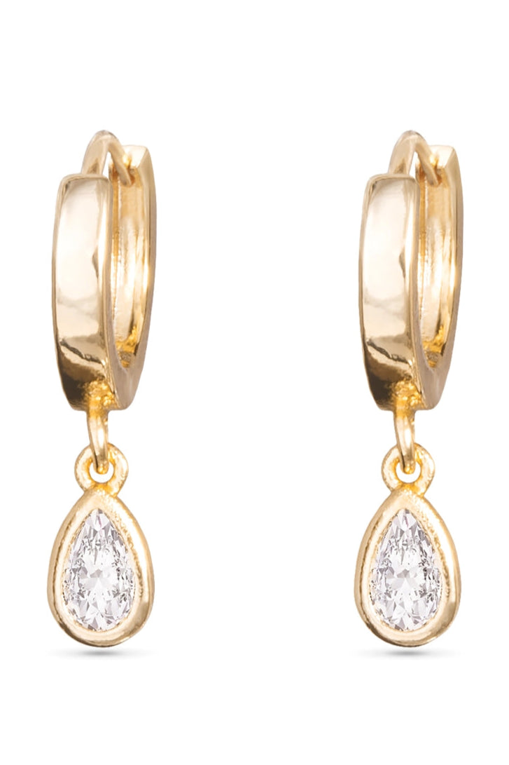 CZ TEARDROP HUGGIE EARRING
