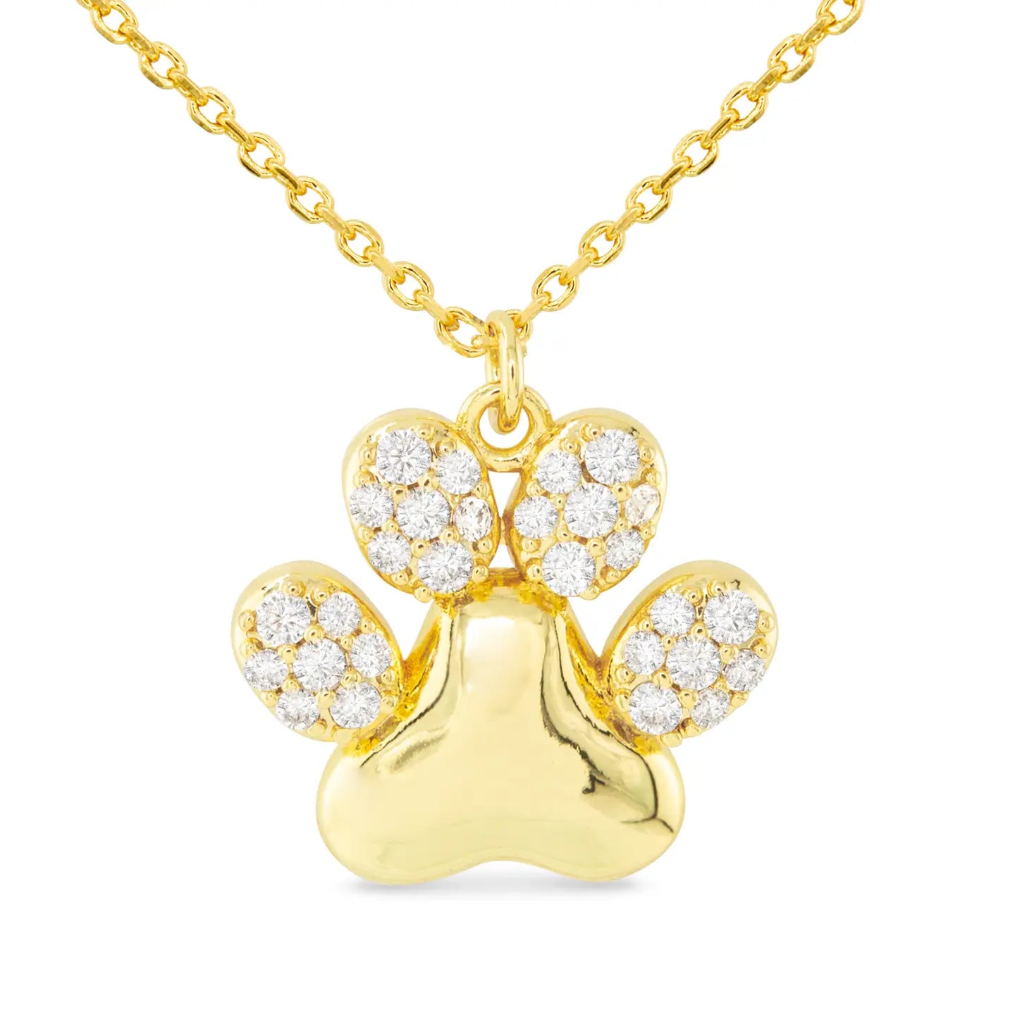 GOLD CZ PAW PRINT NECKLACE