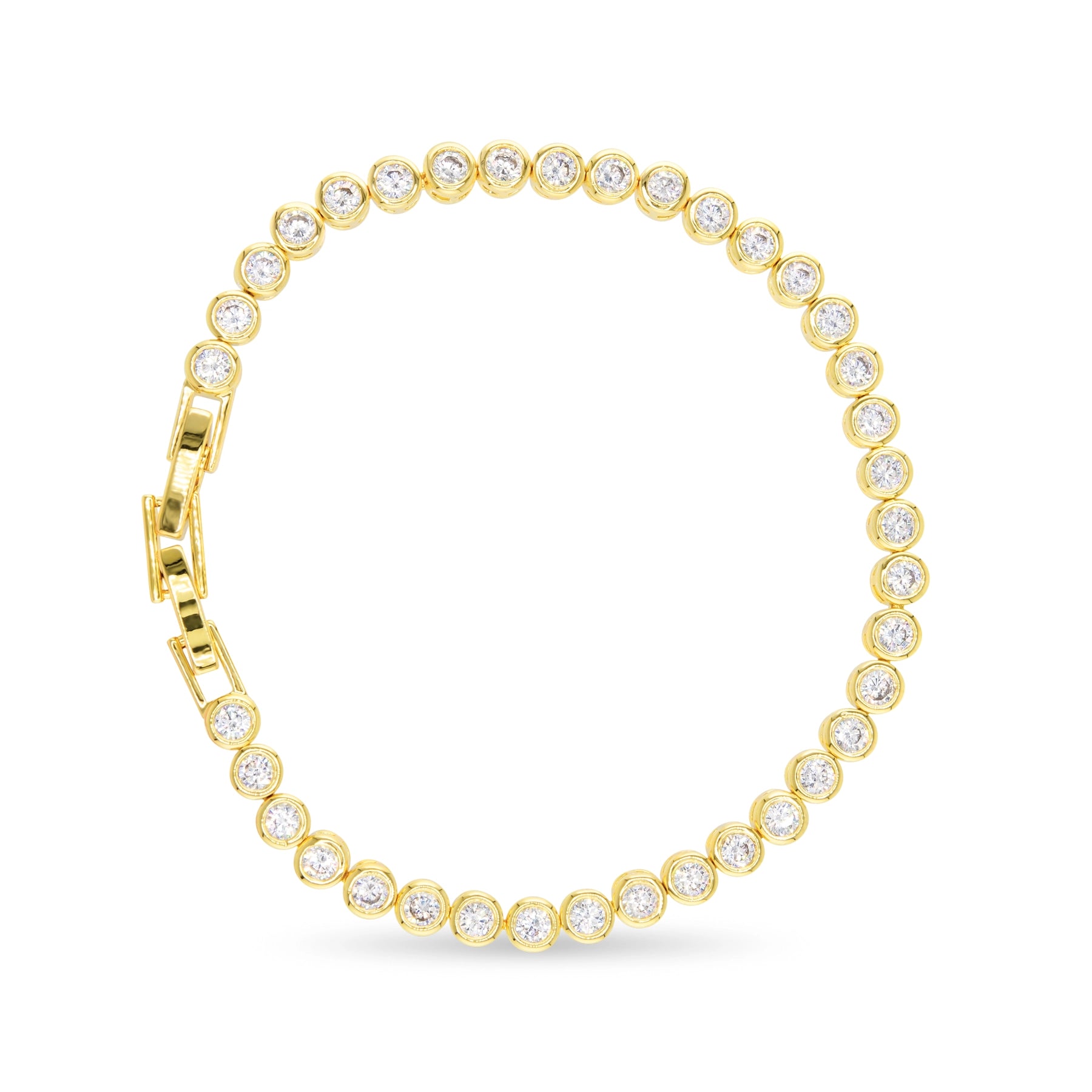 GOLD CZ SOLITAIRE BEZEL BRACELET