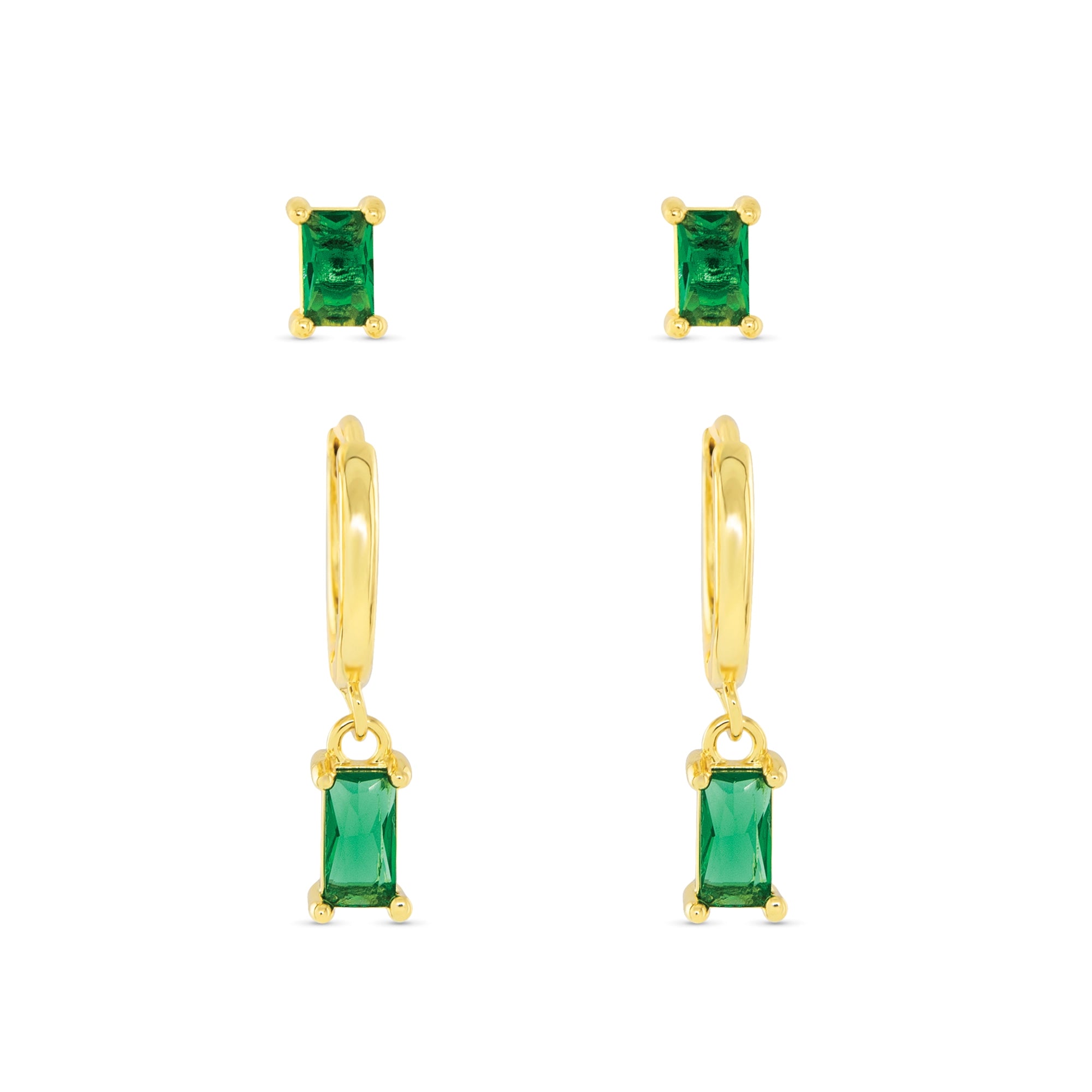 CZ EMERALD DUO EARRINGS