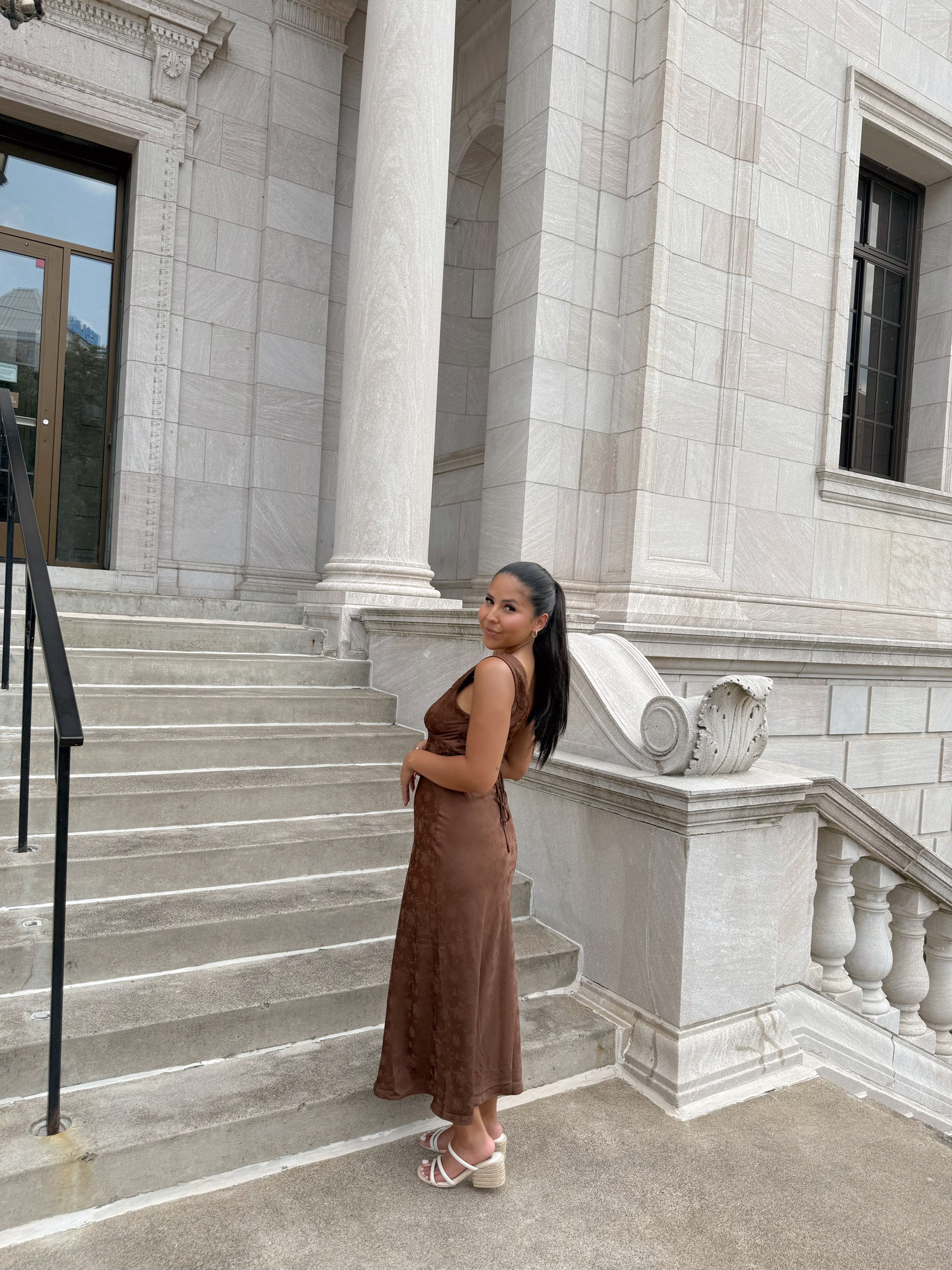 TORI SATIN MIDI DRESS